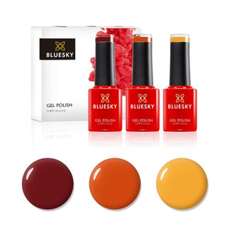 Bluesky Mini Trio Set Burnt Sunset - 5ml bottles and colour swatches