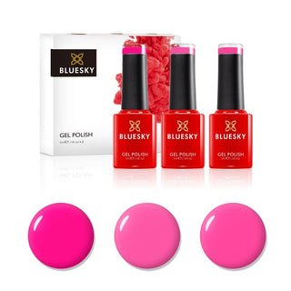 Bluesky Mini Trio Set Hot Pinks - 5ml bottles and colour swatches