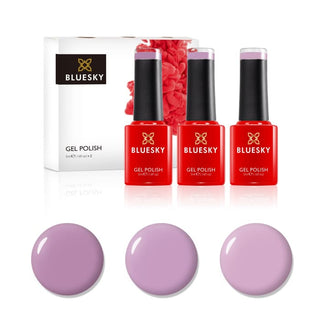 Bluesky Mini Trio Set Nude Pinks - 5ml bottles and colour swatches