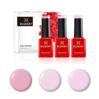 Bluesky Mini Trio Set Naked Pinks - 5ml bottles and colour swatches