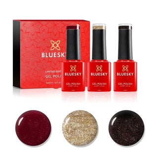 Bluesky Christmas Mini Trio - Christmas Cracker bottles and colour swatches