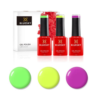 Bluesky Mini Trio Set Neon Rainbow - 5ml bottles and colour swatches