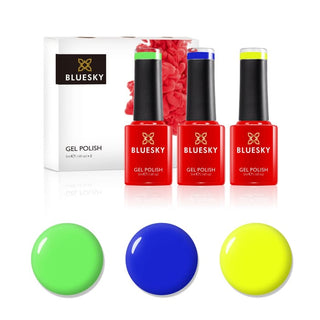 Bluesky Mini Trio Set Rainbow Brights - 5ml bottles and colour swatches