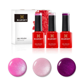 Bluesky Mini Trio Set Pink Powder - 5ml bottles and colour swatches