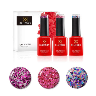 Bluesky Mini Trio Set Glitters - 5ml bottles and colour swatches