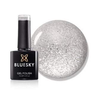 Bluesky Gel Polish - PLATINUM-27 - Diamonds & Pearls bottle and colour swatch