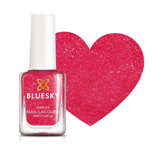 Bluesky Kids Airkiss Nail Polish - Cherry Fizz bottle and colour swatch