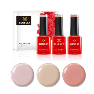 Bluesky Mini Trio Set - Spring 2023 Nudes bottles and colour swatches