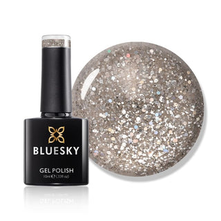 Bluesky Gel Polish - PLATINUM-11 - Sprinkle of Glitter bottle and colour swatch