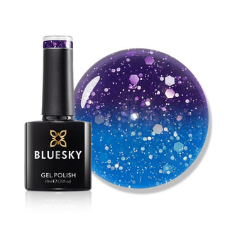 Bluesky Temperature Changing Gel Polish - Azure Sky - TC024 bottle and colour swatch